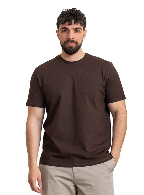 Brown Relaxed Round T-Shirt - Khotwh