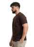 Brown Relaxed Round T-Shirt - Khotwh
