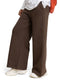 Brown Ribbed Wide Leg - Khotwh