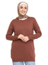 Brown Round Knit Pullover - Khotwh