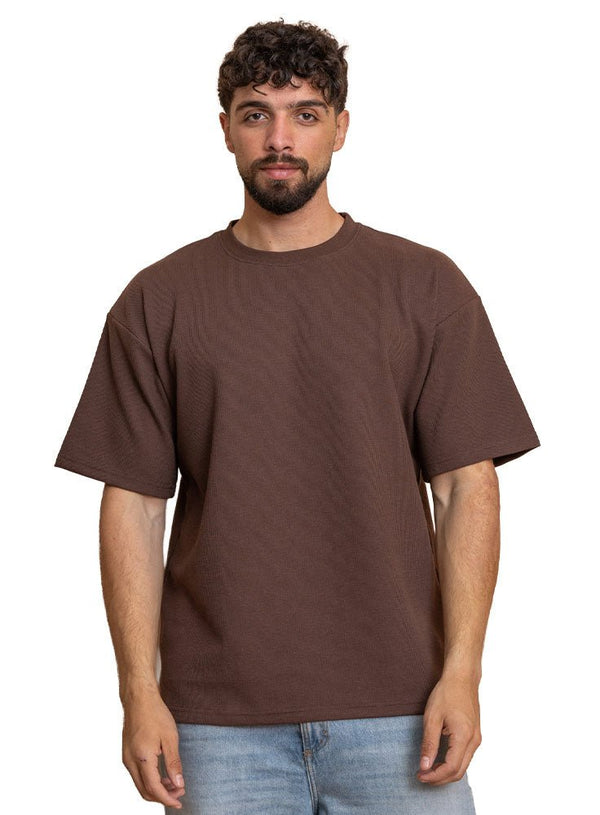 Brown Squares O.S Round T-Shirt - Khotwh