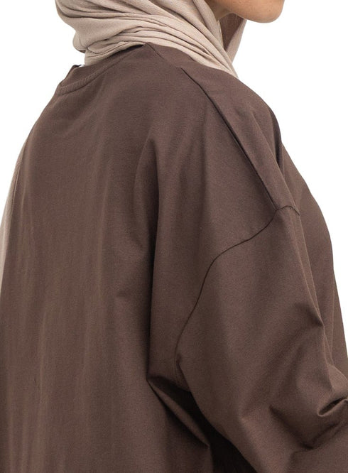 Brown V-Over Size Long-Sleeve - Khotwh
