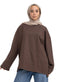 Brown V-Over Size Long-Sleeve - Khotwh