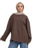 Brown V-Over Size Long-Sleeve - Khotwh