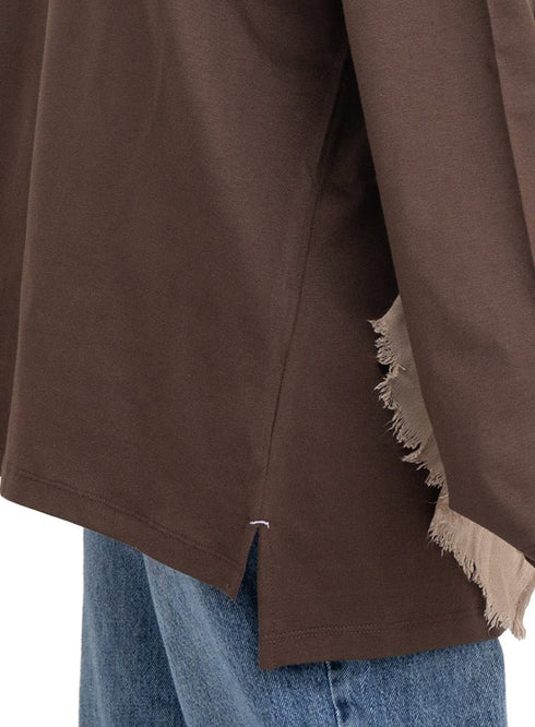 Brown V-Over Size Long-Sleeve - Khotwh