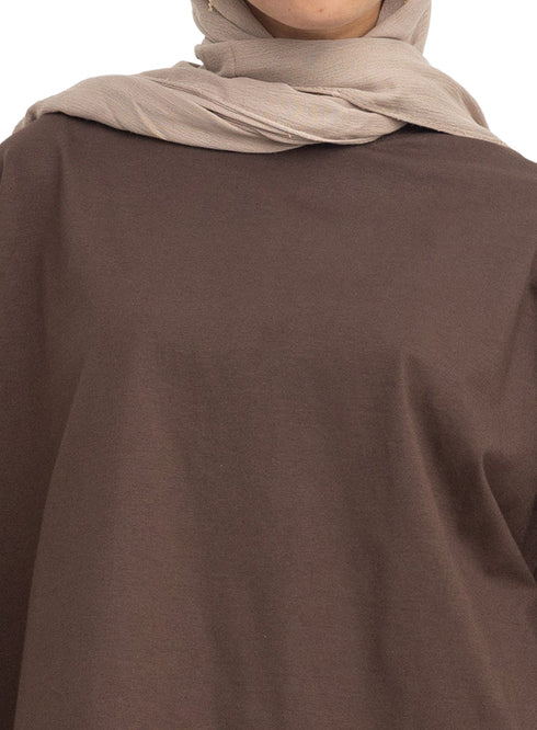Brown V-Over Size Long-Sleeve - Khotwh