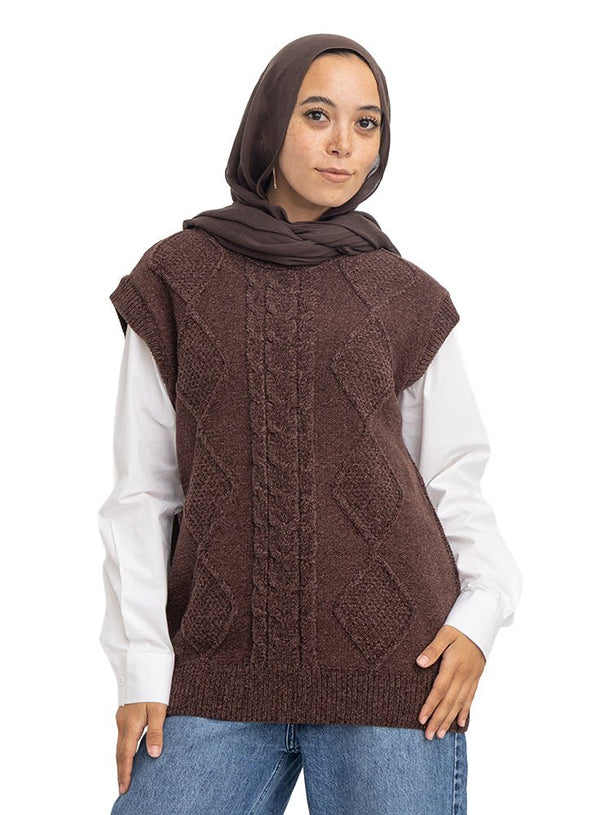 Brown Velvet Cut Pullover - Khotwh