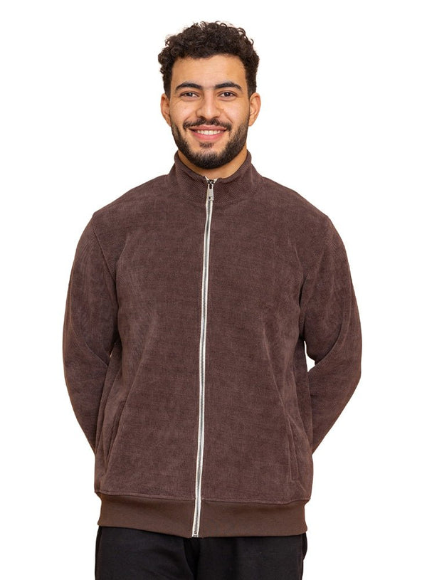Brown Velvet High Neck Sweater - Khotwh