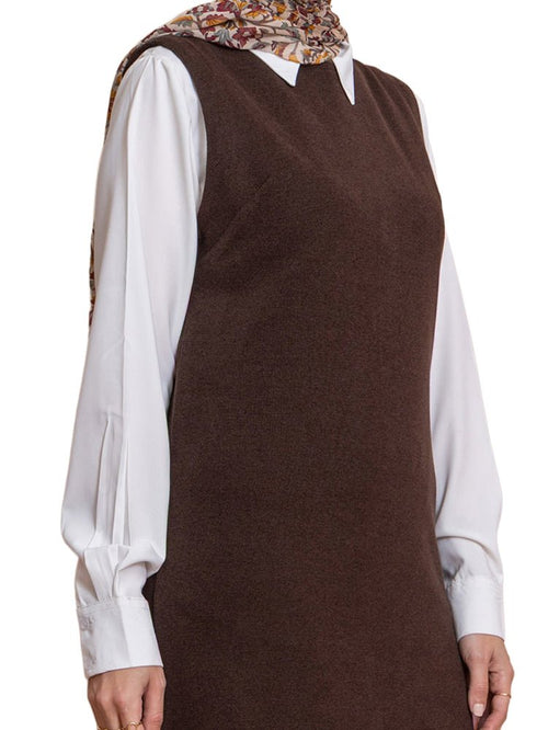 Brown W - Sleeveless Dress - Khotwh