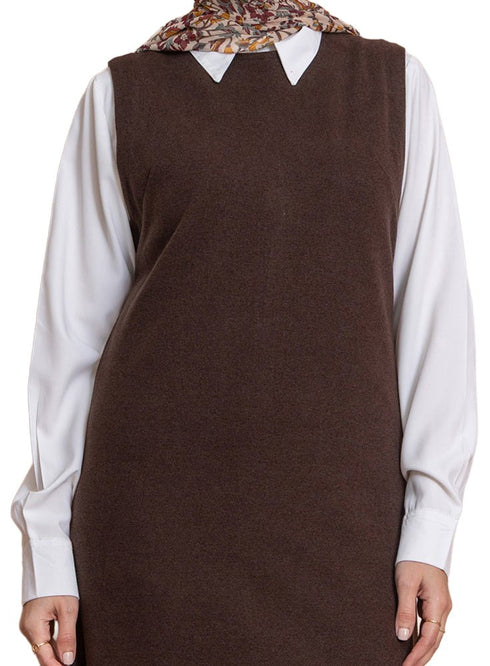 Brown W - Sleeveless Dress - Khotwh