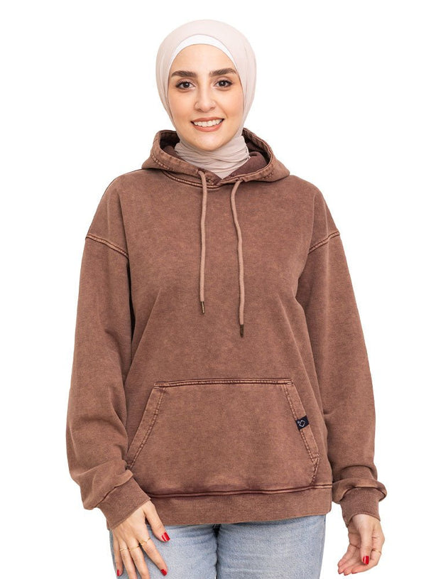 Brown Washed O - S Hoodie - Khotwh