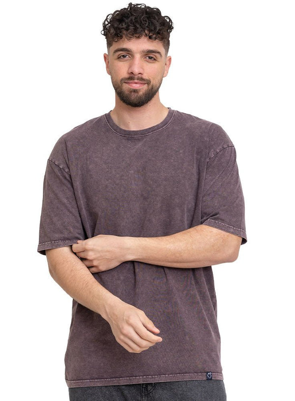 Brown Washed O - S Round T-Shirt - Khotwh