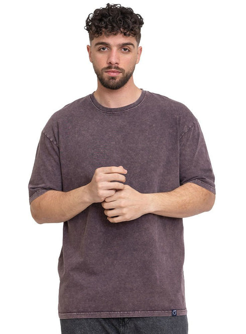Brown Washed O - S Round T-Shirt - Khotwh