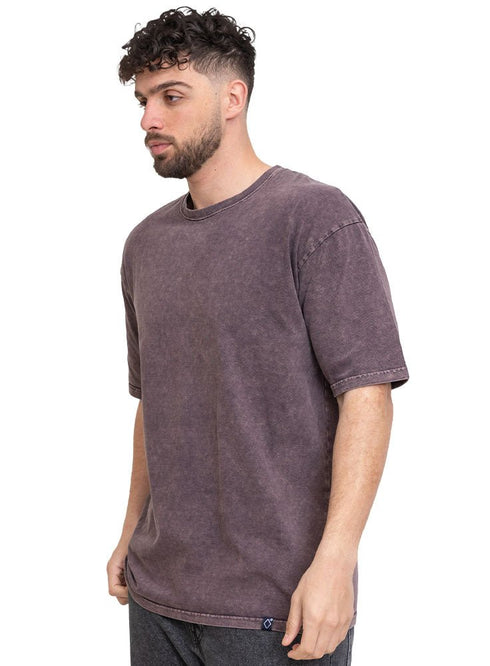 Brown Washed O - S Round T-Shirt - Khotwh
