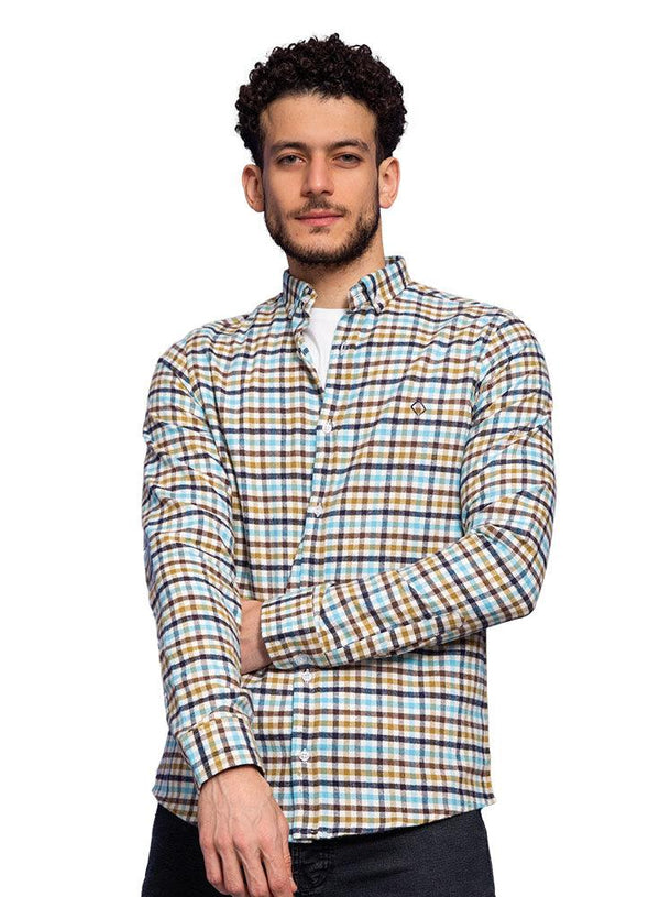 Brown*Aqua Viyella Shirt - Khotwh