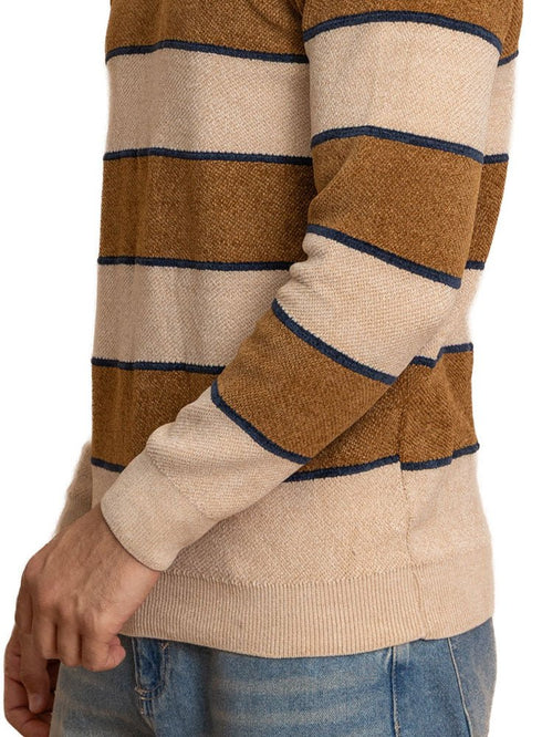 Brown*Beige Design 2425 S - Round Pullover - Khotwh
