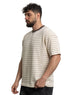 Brown*off - white Design 3042 NF - Striped Round T-Shirt - Khotwh