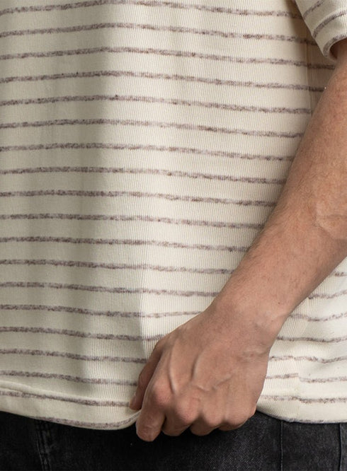 Brown*off - white Design 3042 NF - Striped Round T-Shirt - Khotwh