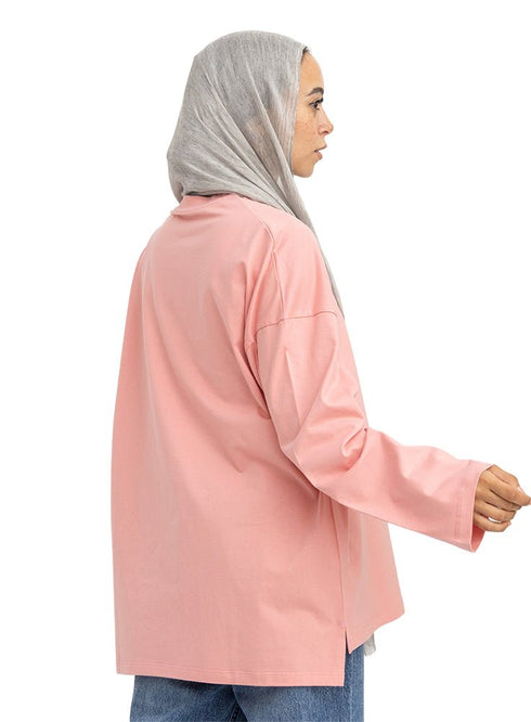 Bubblegum V-Over Size Long-Sleeve - Khotwh