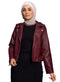 Burgundy Leather Jacket - Khotwh