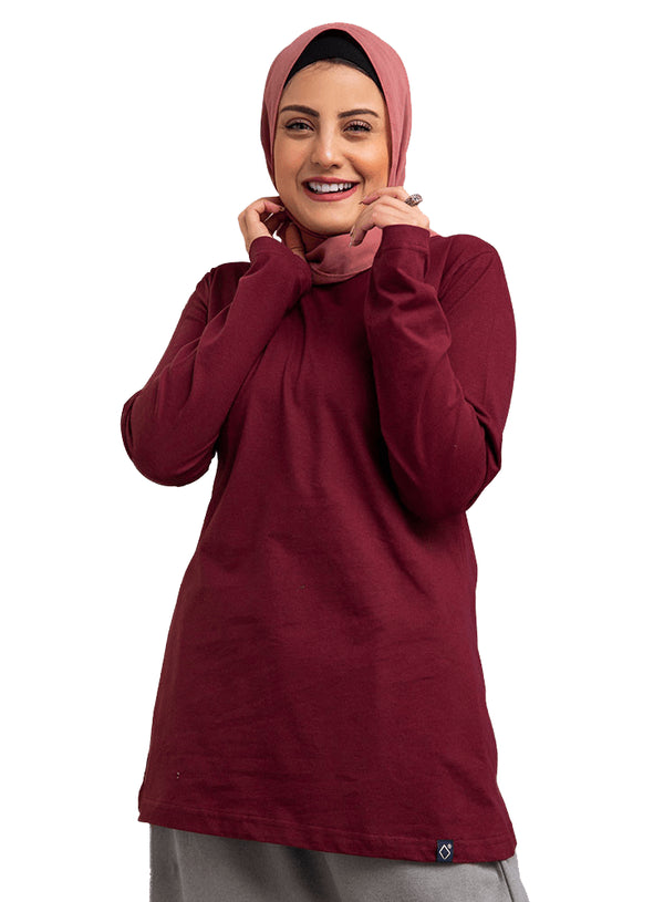 Burgundy Long - sleeve - Khotwh