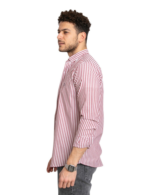 Burgundy Striped Oxford Shirt - Khotwh