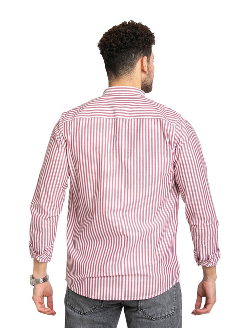 Burgundy Striped Oxford Shirt - Khotwh
