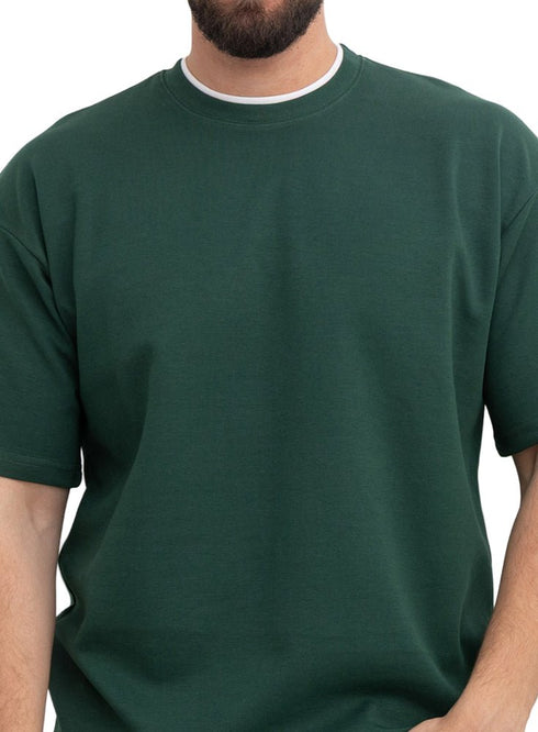 Cactus Double-Layerd Oversize Round T-Shirt - Khotwh