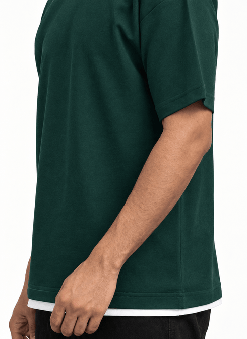 Cactus Double-Layerd Oversize Round T-Shirt - Khotwh