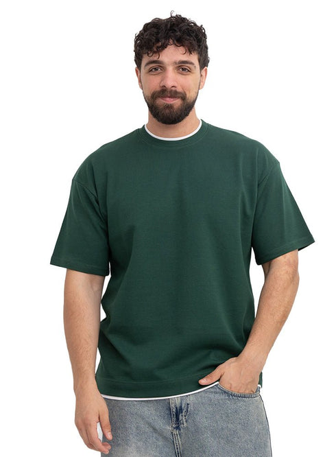 Cactus Double-Layerd Oversize Round T-Shirt - Khotwh