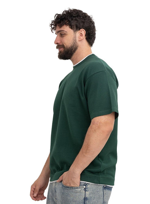 Cactus Double-Layerd Oversize Round T-Shirt - Khotwh