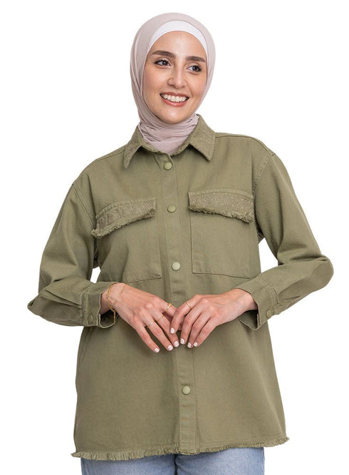 Cactus Embroidered Gabardine Shirt - Khotwh