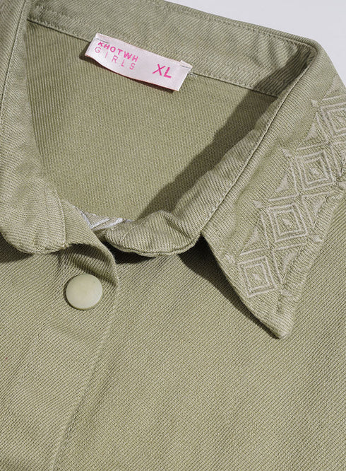 Cactus Embroidered Gabardine Shirt - Khotwh