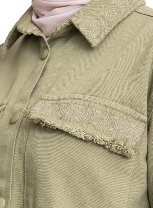 Cactus Embroidered Gabardine Shirt - Khotwh