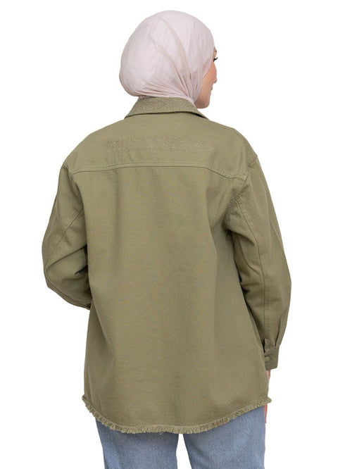 Cactus Embroidered Gabardine Shirt - Khotwh