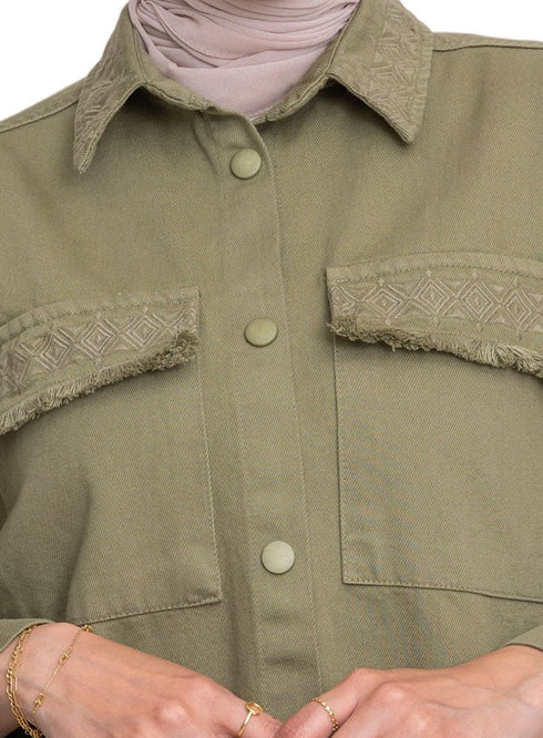 Cactus Embroidered Gabardine Shirt - Khotwh