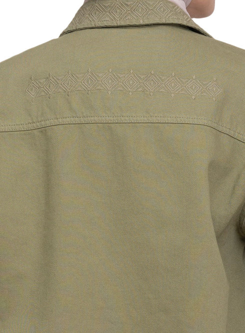Cactus Embroidered Gabardine Shirt - Khotwh