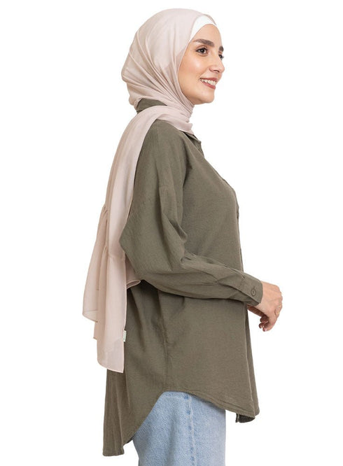 Cactus Pocket Over Size Linen Shirt - Khotwh