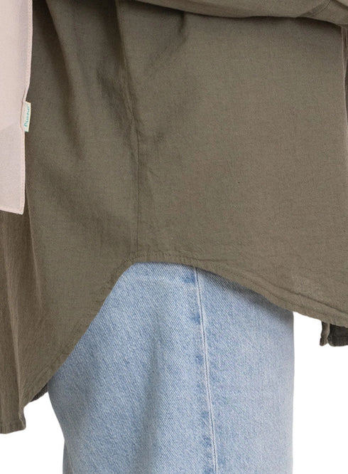 Cactus Pocket Over Size Linen Shirt - Khotwh