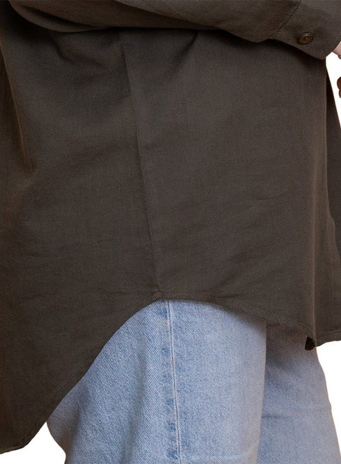 Cactus Pocket Over Size Linen Shirt - Khotwh