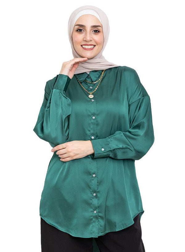 Cactus Satin Over Size Shirt - Khotwh