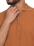 Camel Design 01011Knit Polo Neck Zipper - T-Shirt - Khotwh