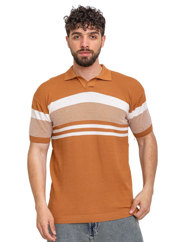 Camel Design 01021Knit Polo Neck - T-Shirt - Khotwh