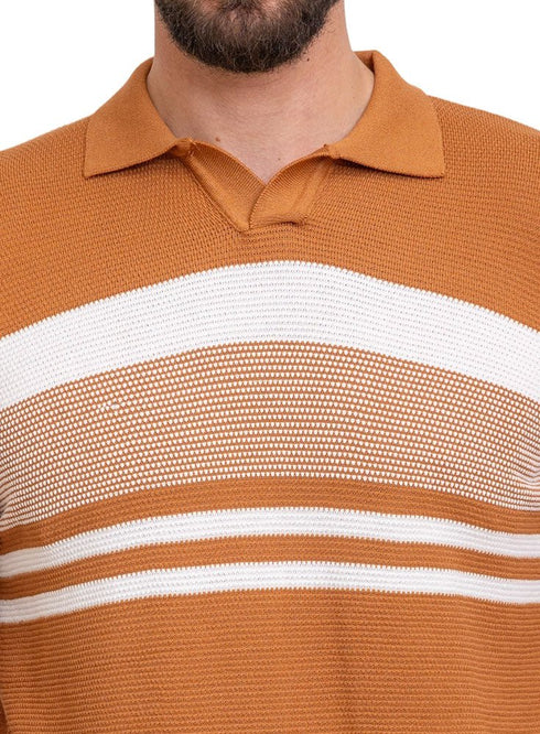 Camel Design 01021Knit Polo Neck - T-Shirt - Khotwh