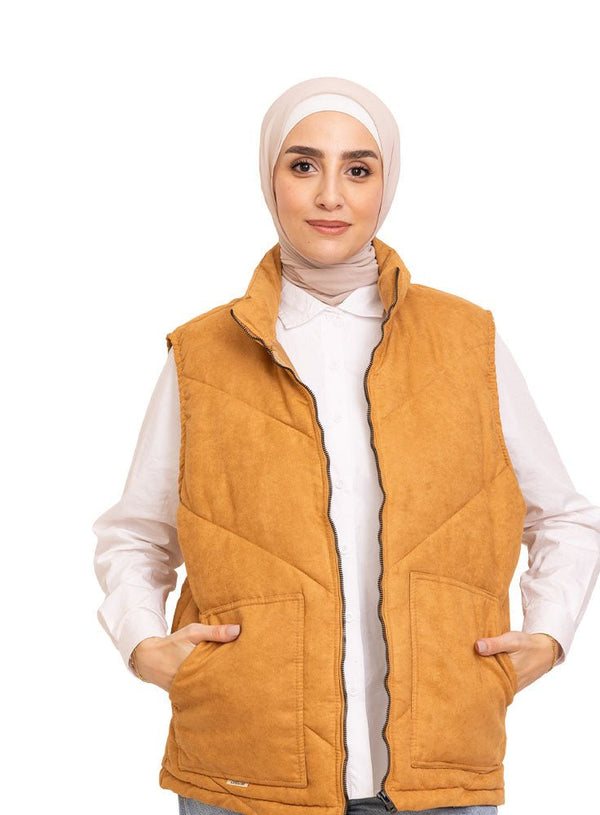 Camel Velvet Vest - Khotwh