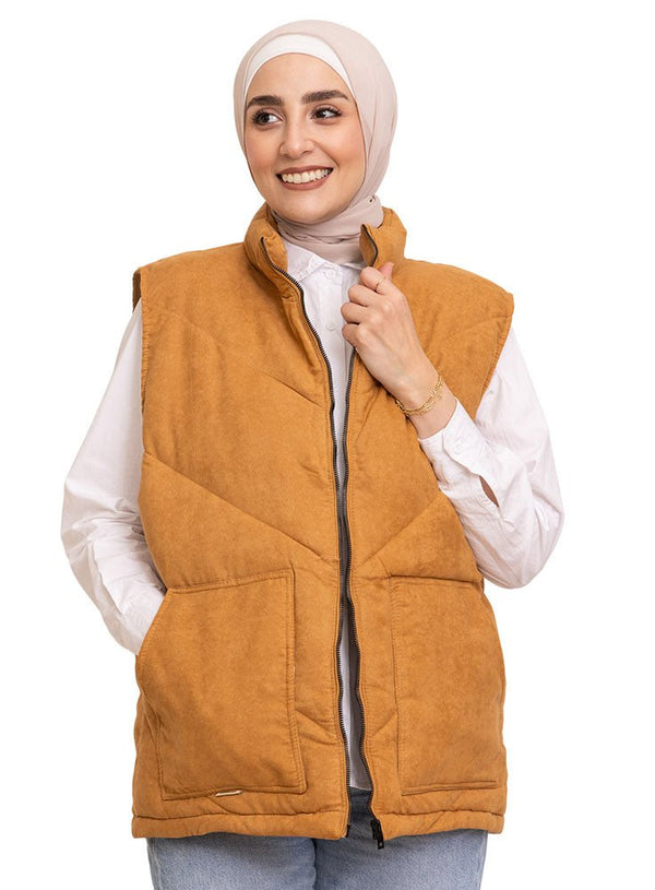 Camel Velvet Vest - Design 2 - Khotwh