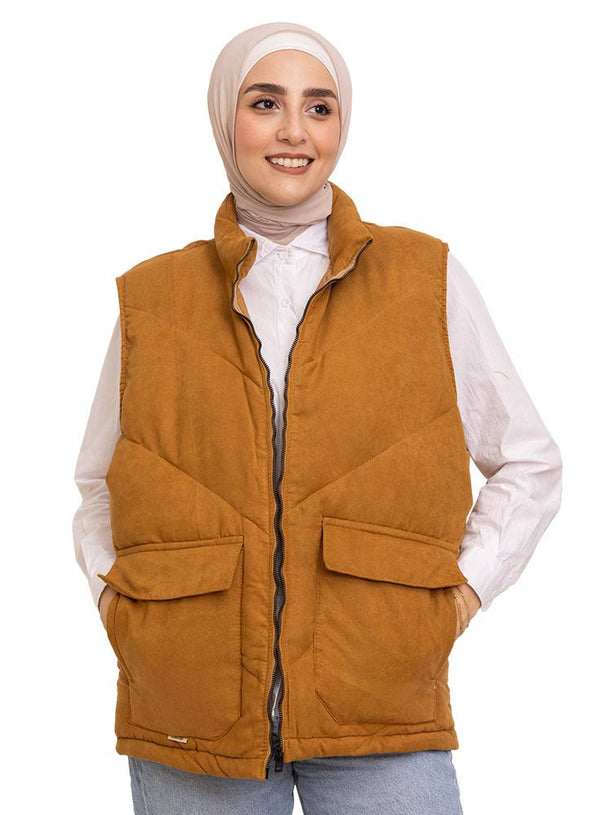 Camel Velvet Vest - Design 3 - Khotwh