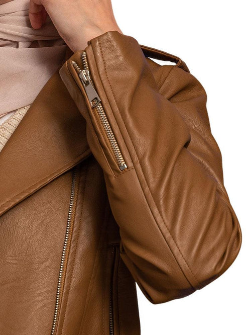 Caramel Leather Jacket - Khotwh