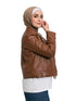 Caramel Leather Jacket - Khotwh