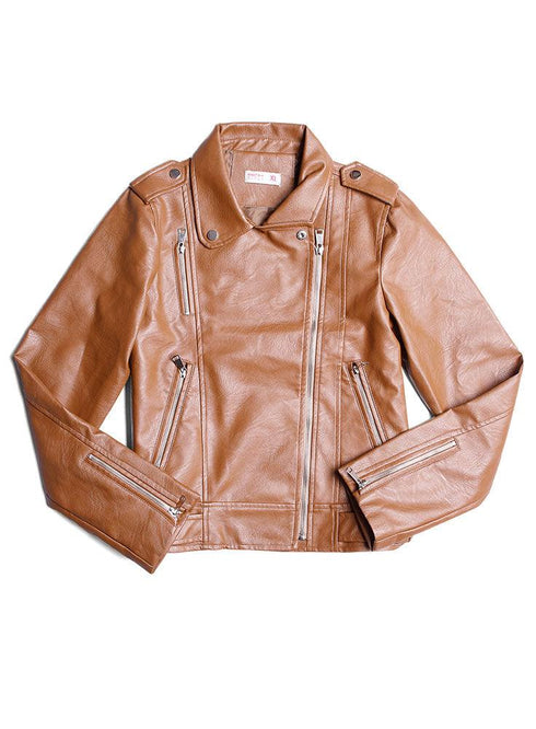 Caramel Leather Jacket - Khotwh